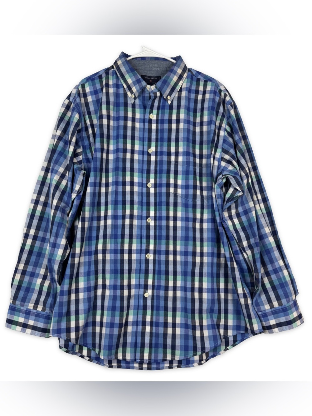 Saddlebred Button Down Shirt Mens XL Blue Navy Plaid Long Sleeve NWT